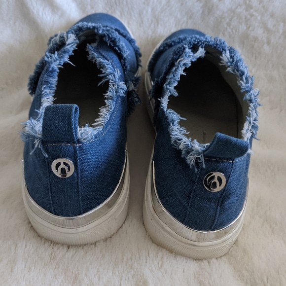 Raw Trim Denim Slip on Sneakers - Picture 2 of 10
